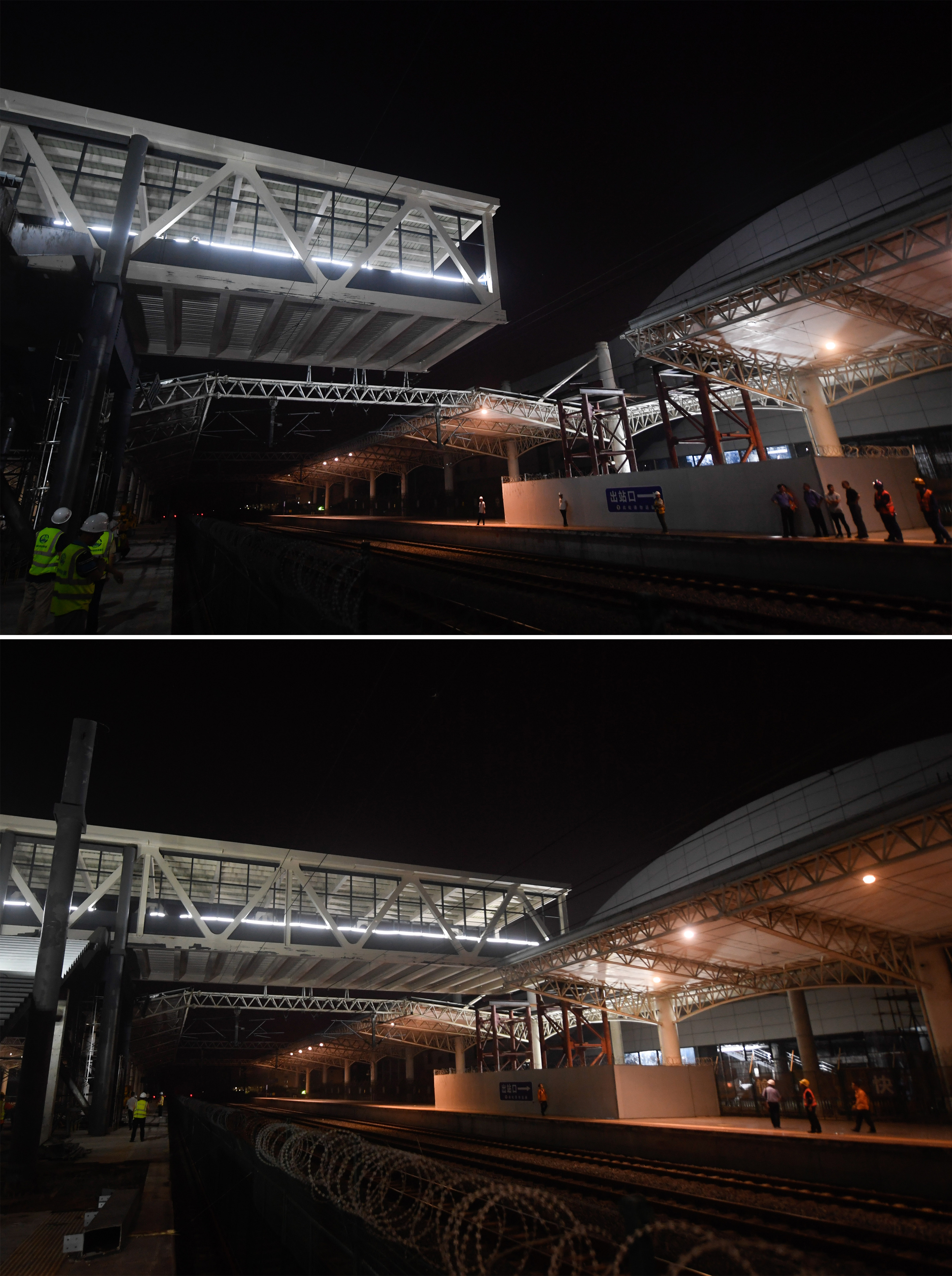 浙江苍南:火车站天桥进行"天窗点"顶推作业(4)