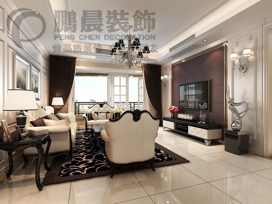 「鹏晨装饰」碧桂园观澜湾140平欧式风格装修效果图案例