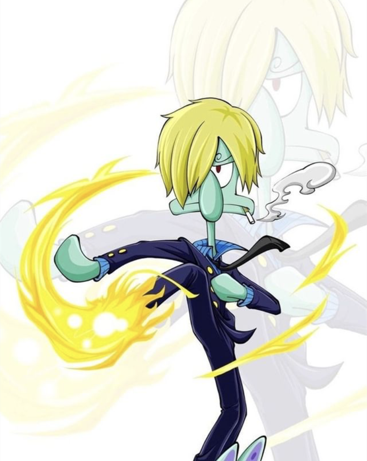 海绵宝宝乱入到海贼王中,派大星变成大妈,章鱼哥成了帅气的反派