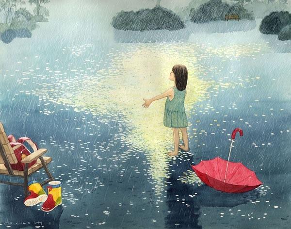 一组温馨的水彩手绘插画作品,静谧唯美的场景,是你喜欢的小美好
