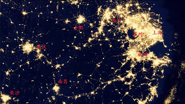 中国各地区夜间城市灯光排名一览