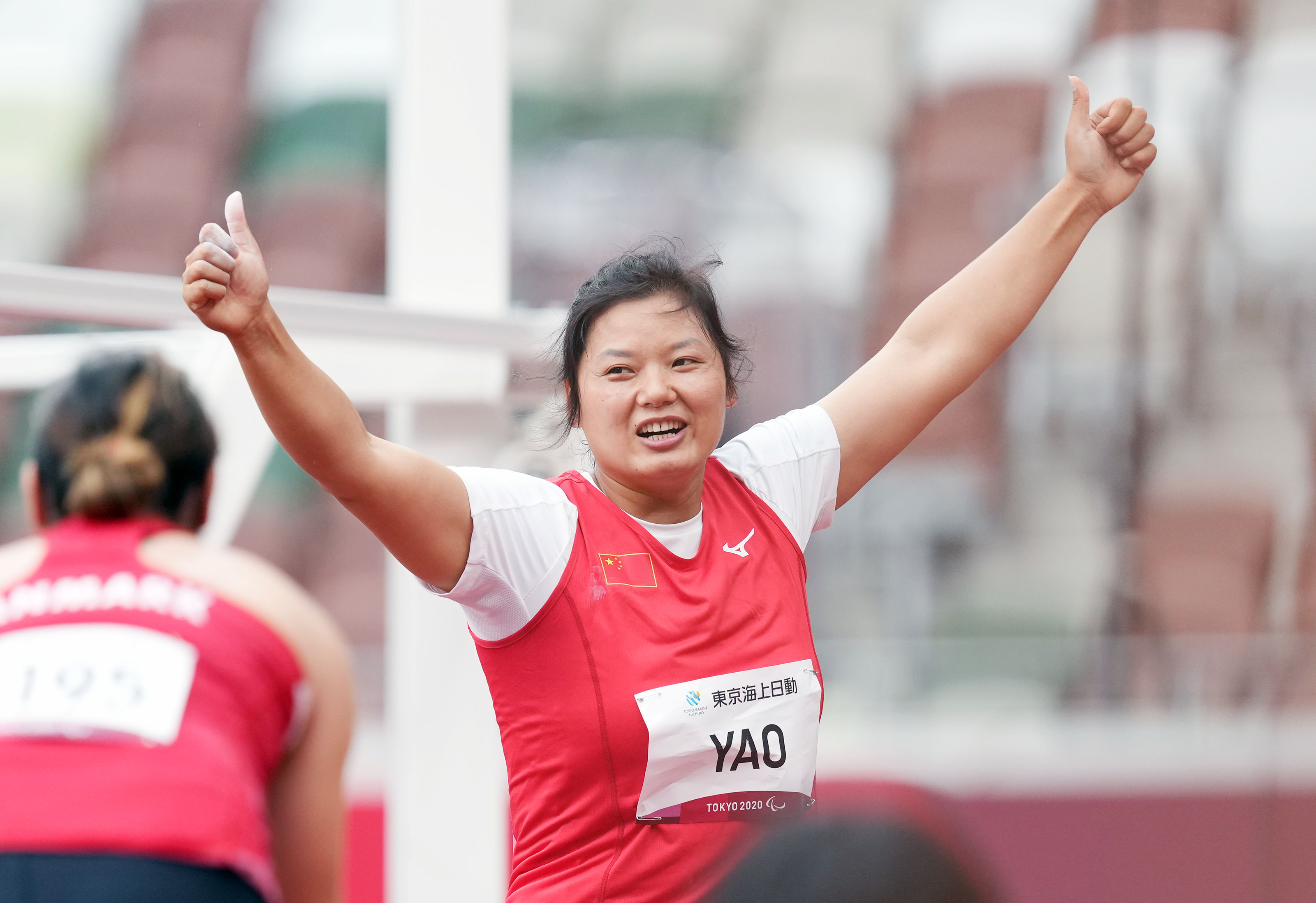 田径——女子铁饼f64级决赛:中国选手包揽冠亚军