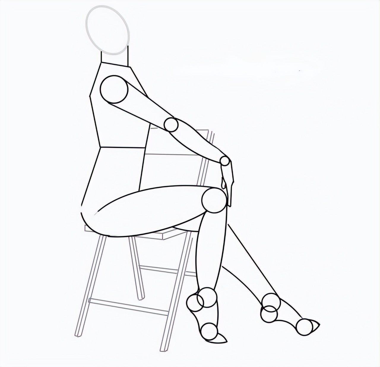 坐着的人体结构绘画图片