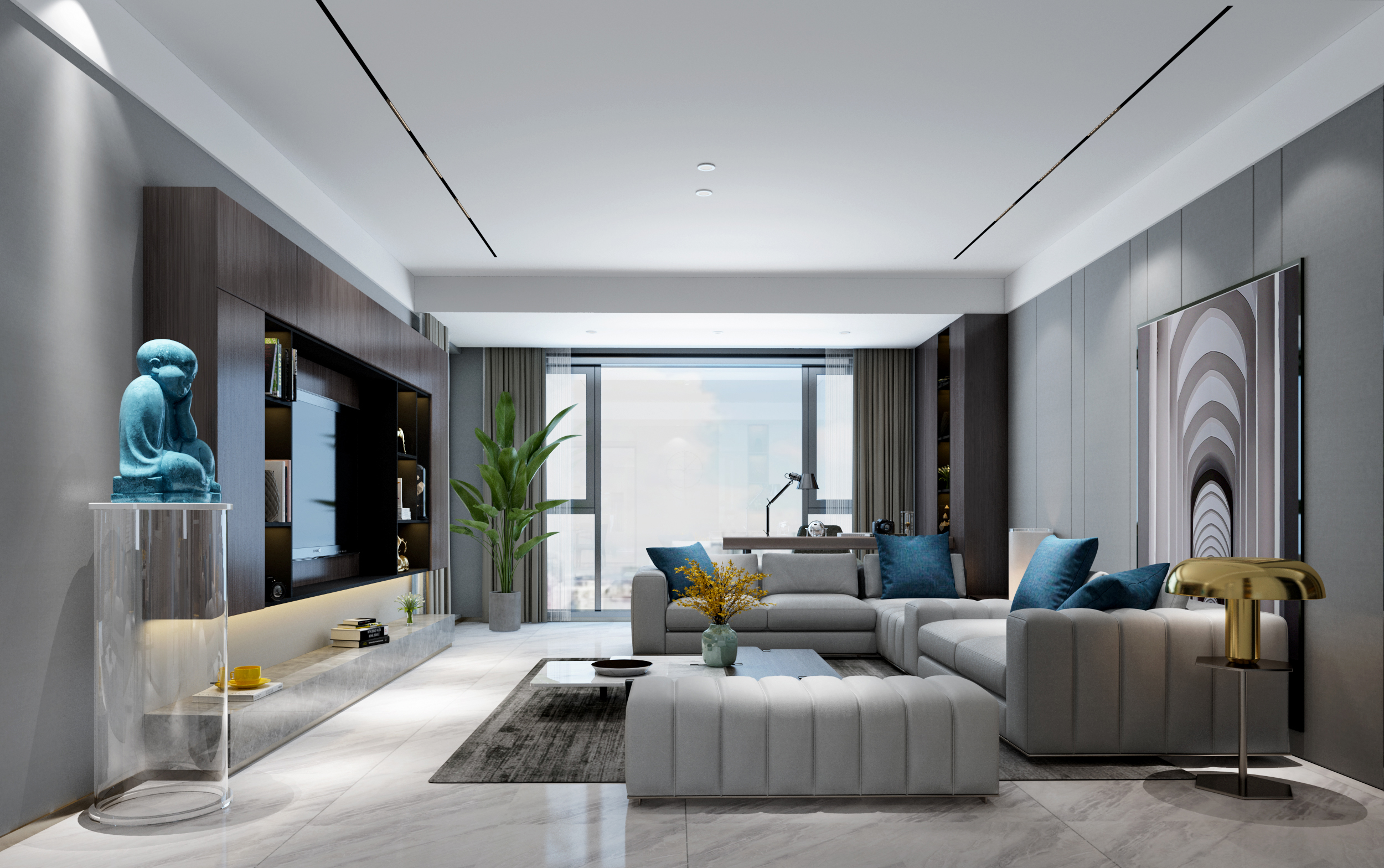 清溪川九号188平米意式极简风格四居室装修效果图