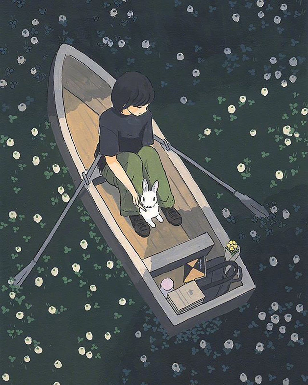 治愈系画风温馨的兔子插画记录平淡生活中的幸福感