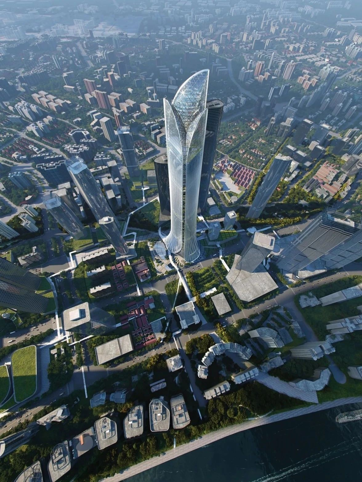 480米上海浦西第一高楼北外滩中心开建一睹高清效果图