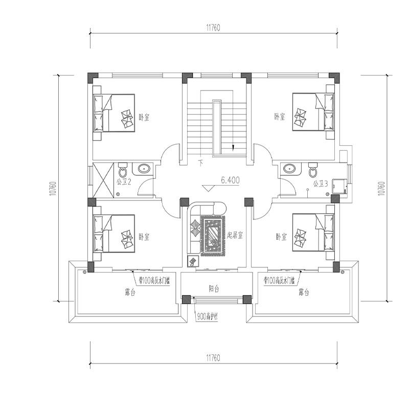 11×10米融合传统与现代:新中式农村三层自建房设计图