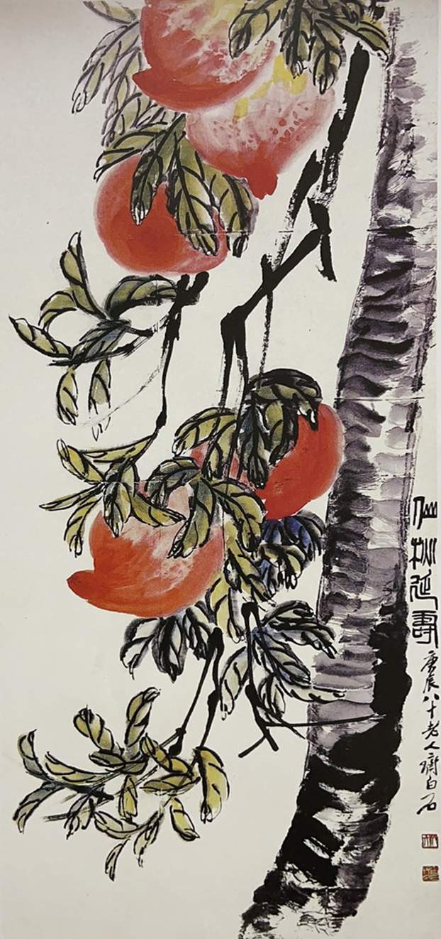 齐白石老人的三幅真迹,桃,虾,梅雁