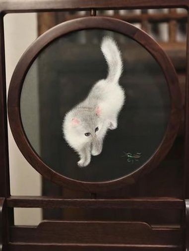 苏绣 刺绣 手绣刺绣 苏绣猫