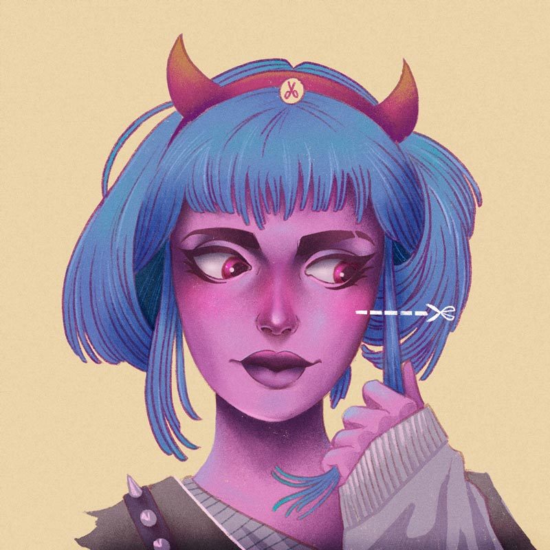 个性人物绘画作品,荧光色彩搭配怪诞的画风