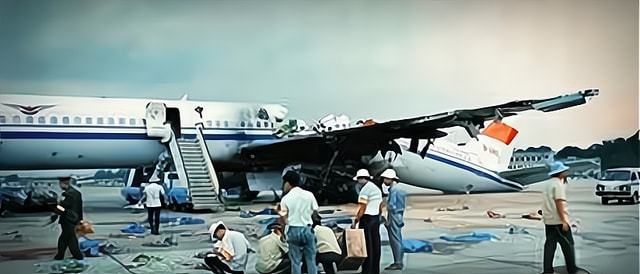 广州飞机坠落图片