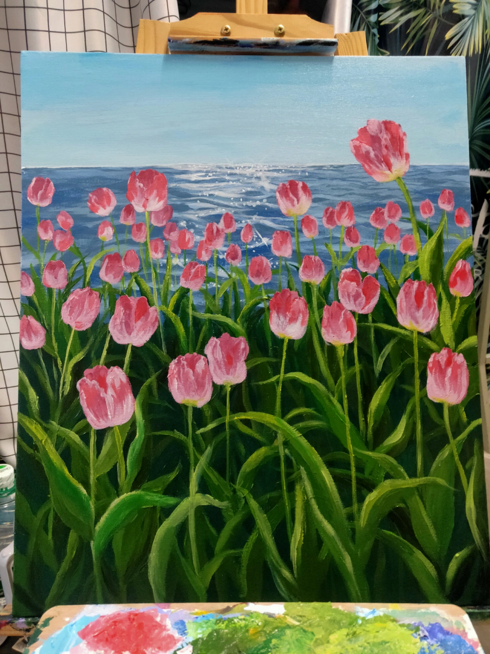 油画棒|浪漫至死不渝,丙烯画郁金香 画中的郁金香永不凋谢 #沉浸式