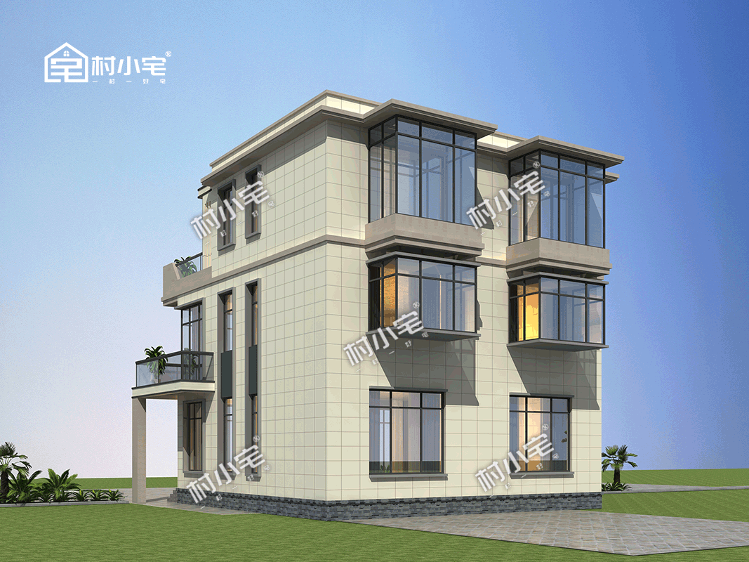 10x12米三层现代别墅方正户型现在很流行