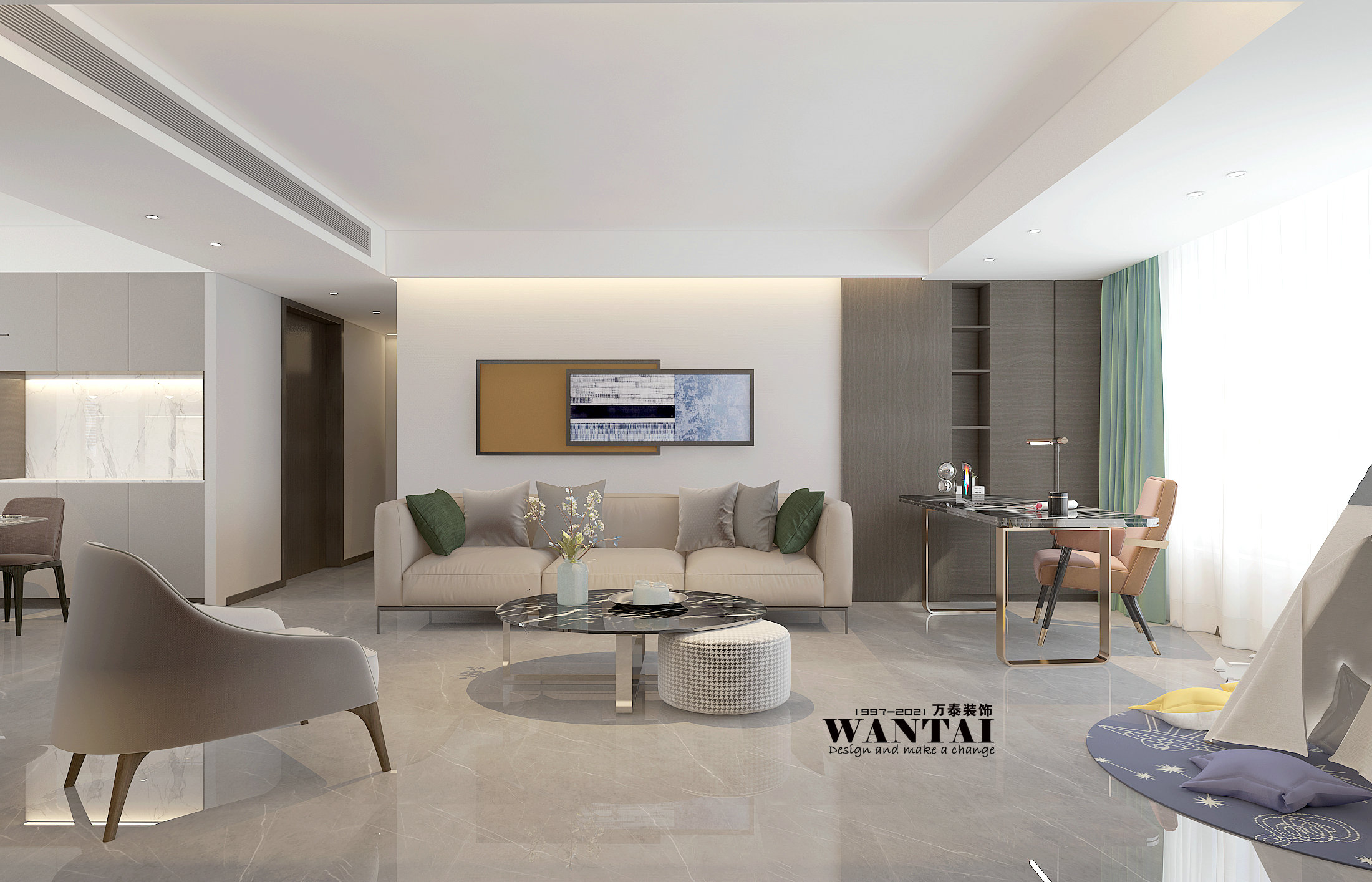 济宁中南珑悦137平现代轻奢风格装修案例图