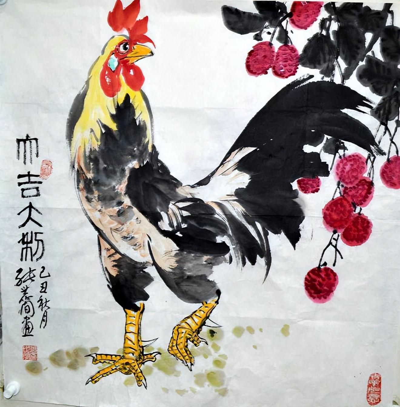 十大国画高手画鸡,大鸡大利!