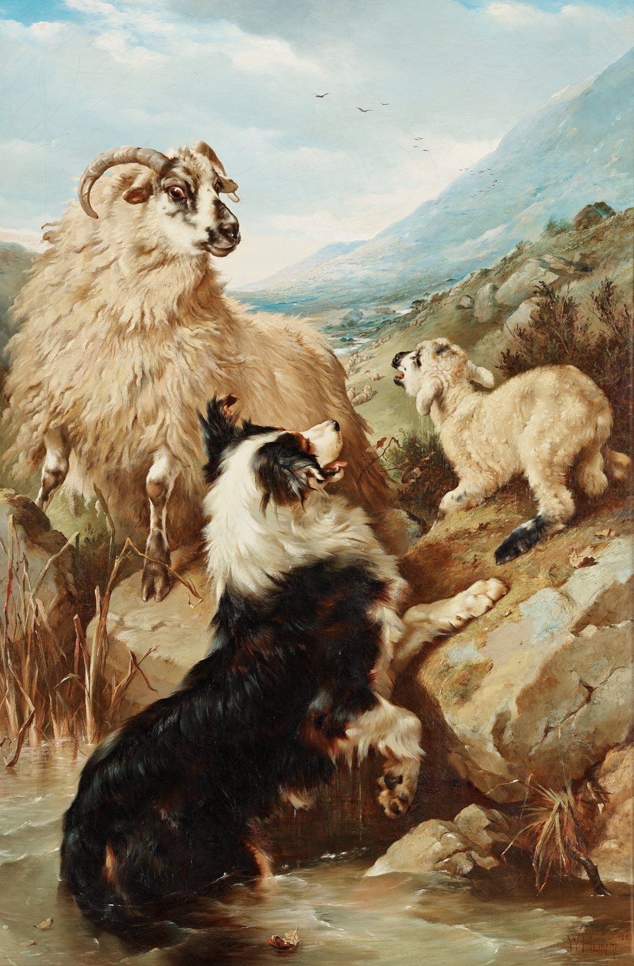 描绘牧场动物系列的油画,可爱之极