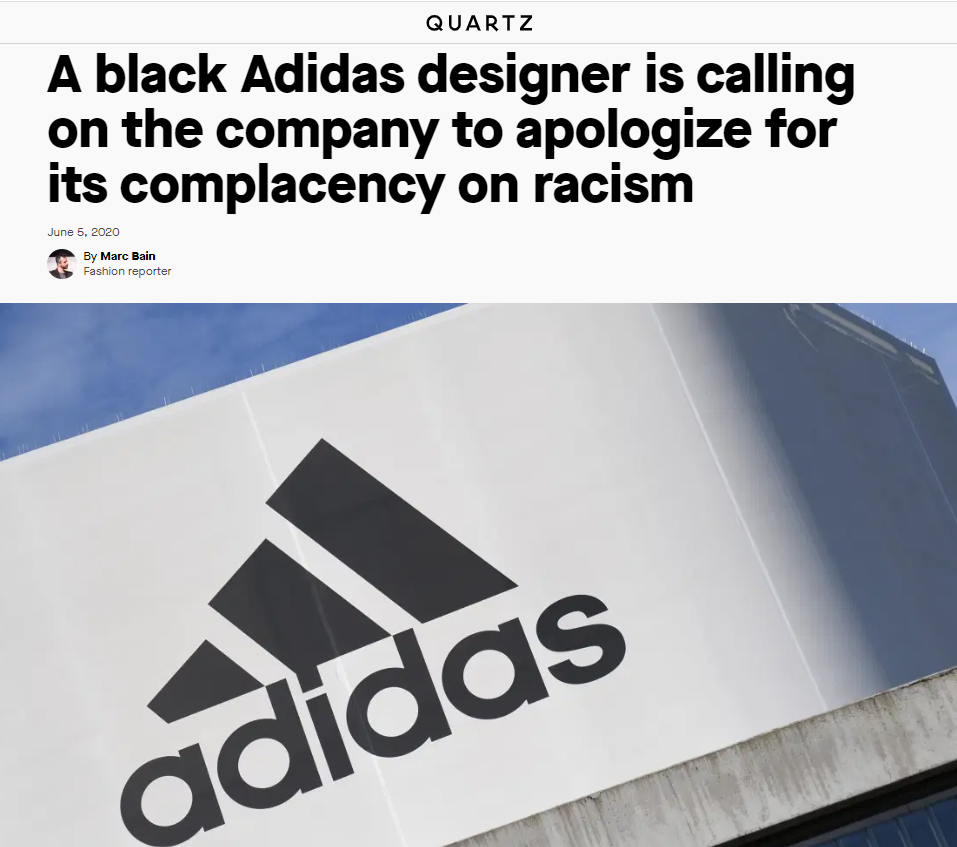 热点阿迪达斯也逃不掉，因“种族主义”问题，涉事英国女高管决定辞职