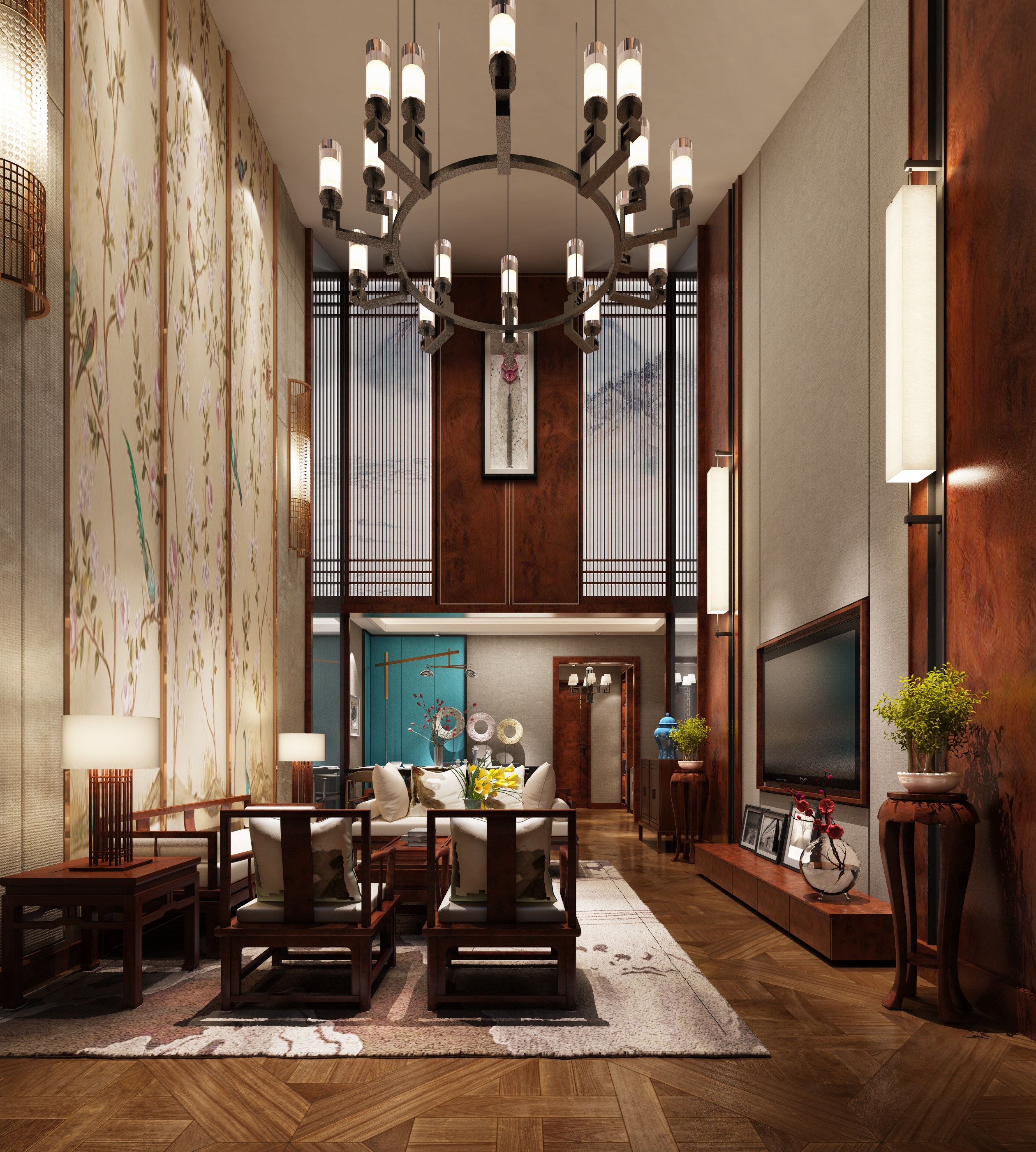 林隐天下250平别墅新中式装修效果图