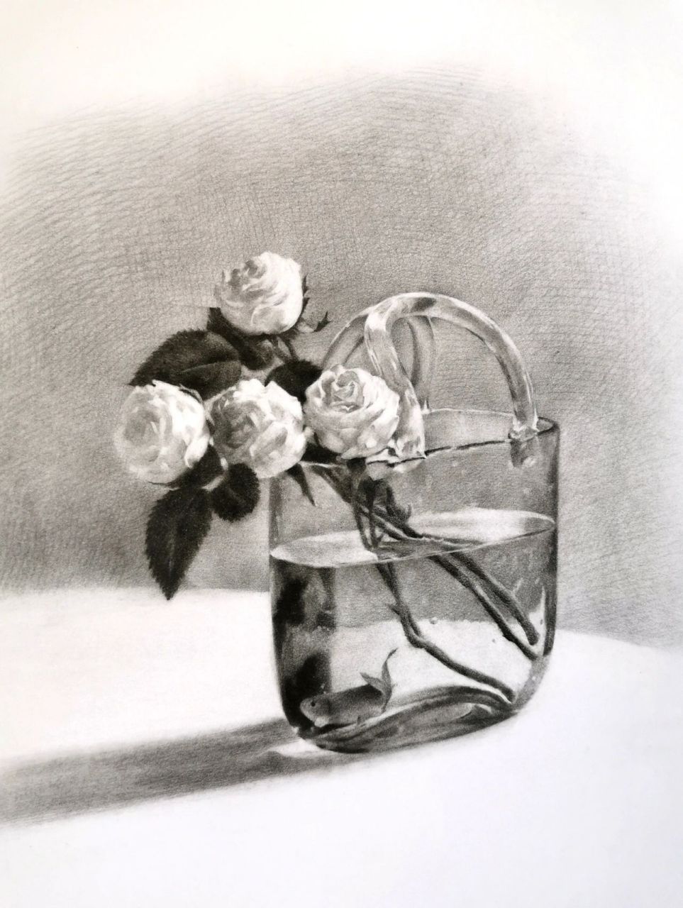 素描静物之玻璃花瓶 多画几个大家都喜欢看的玻璃质感的花瓶静物 