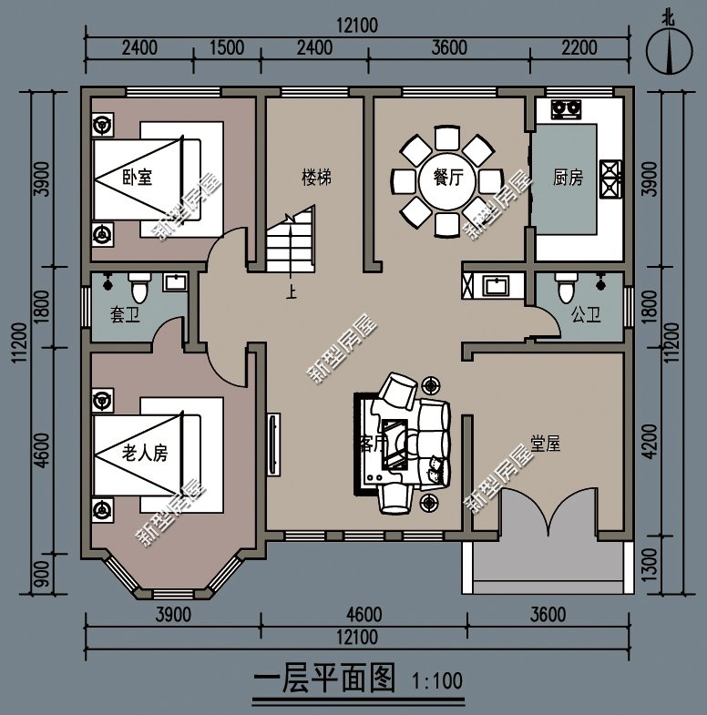 回农村建房,宅基地长12米,宽13米,如何设计比较好?