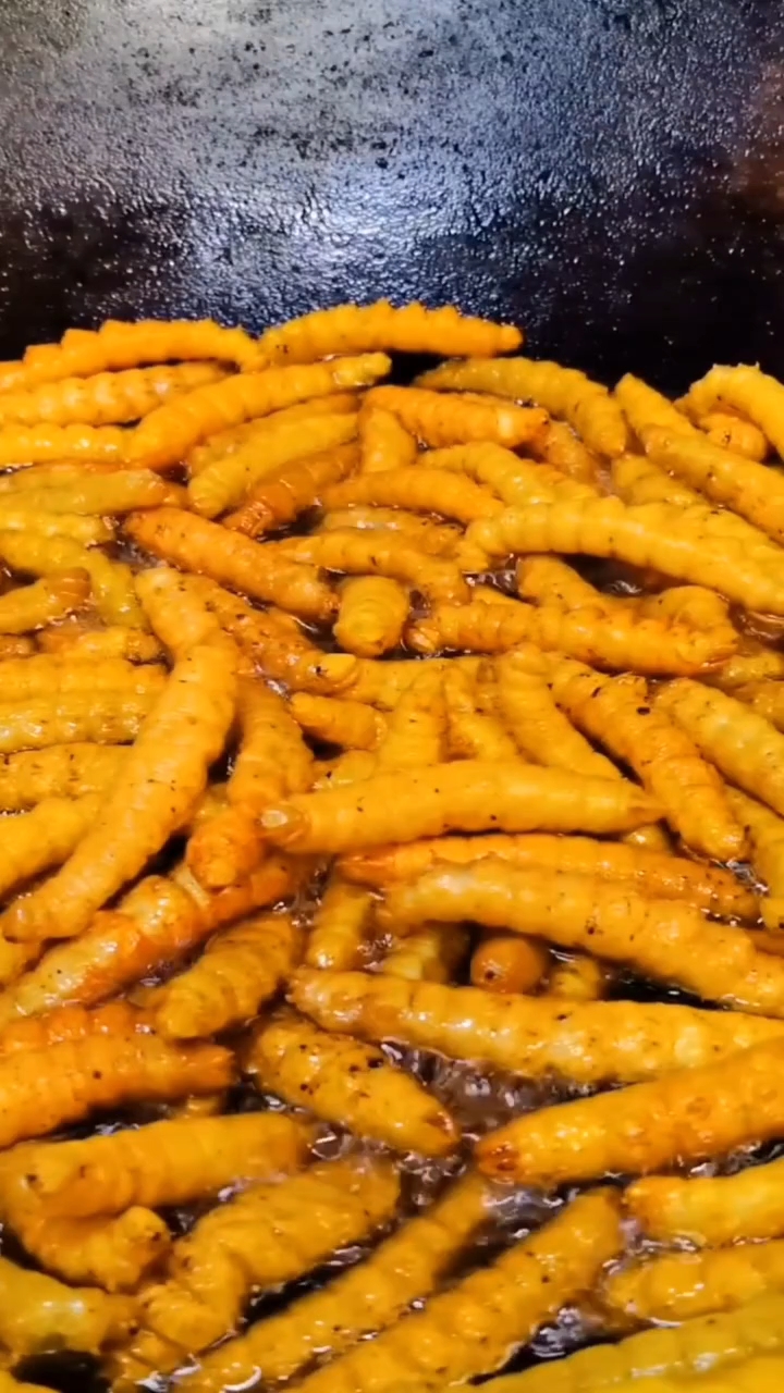 昆虫美食豆虫油炸嘎嘎香!
