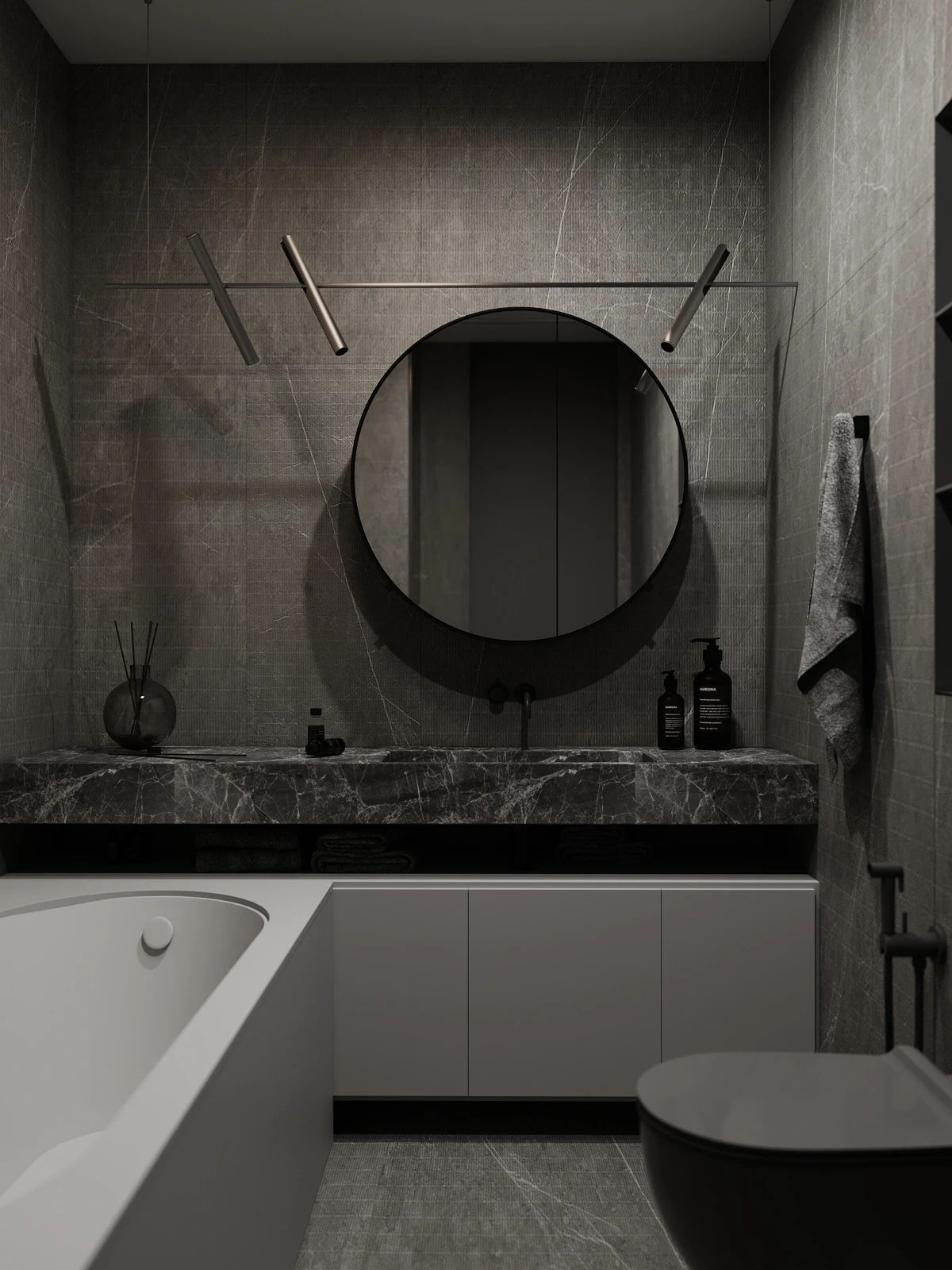 135㎡三居室灰黑色公寓