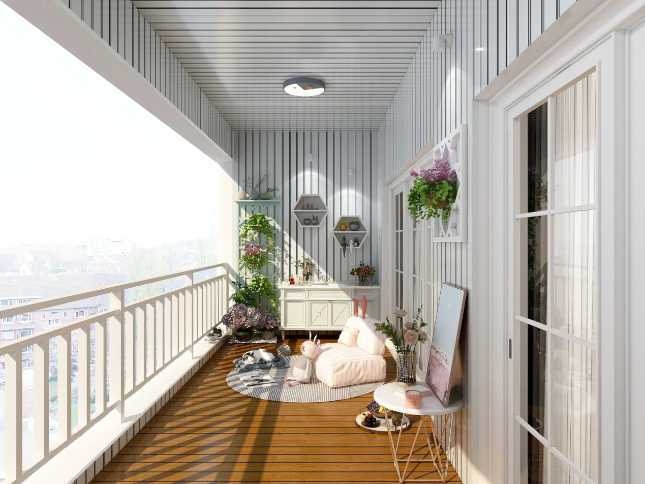 现在装修阳台,流行封一半留一半,轻松拥有双阳台的乐趣