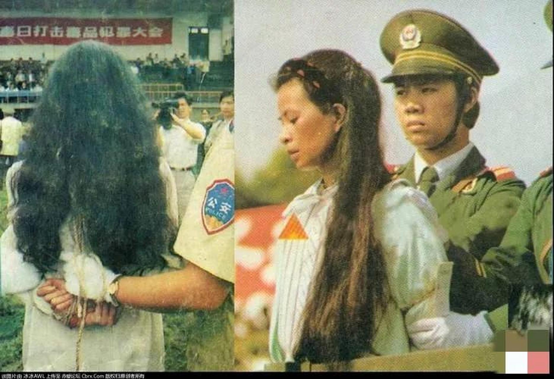 90年代,一名毒贩即将被押赴刑场,她被五花大绑着