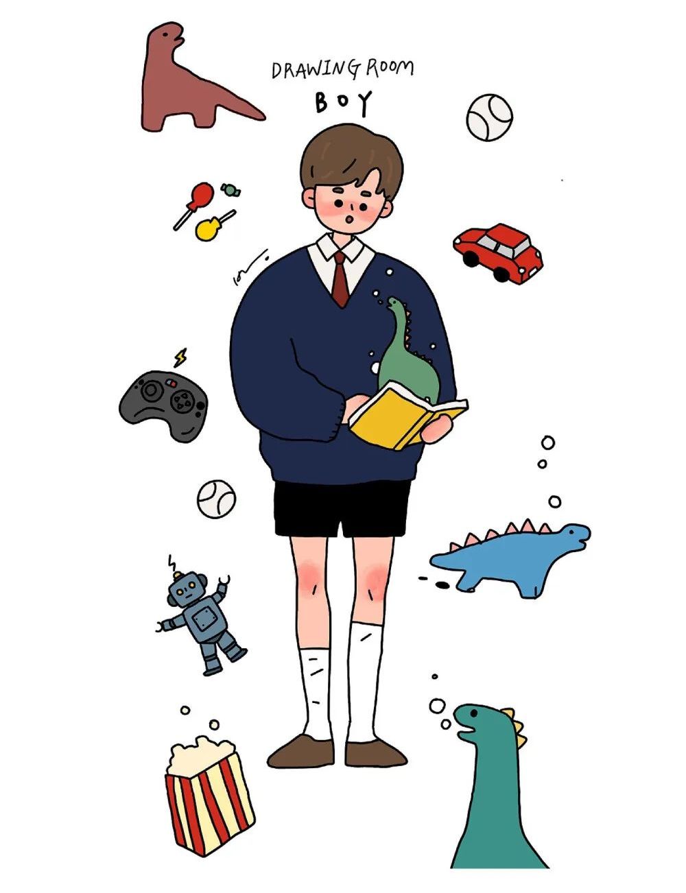 动漫手绘素材手帐素材:可爱的动漫女孩,温婉娴静!