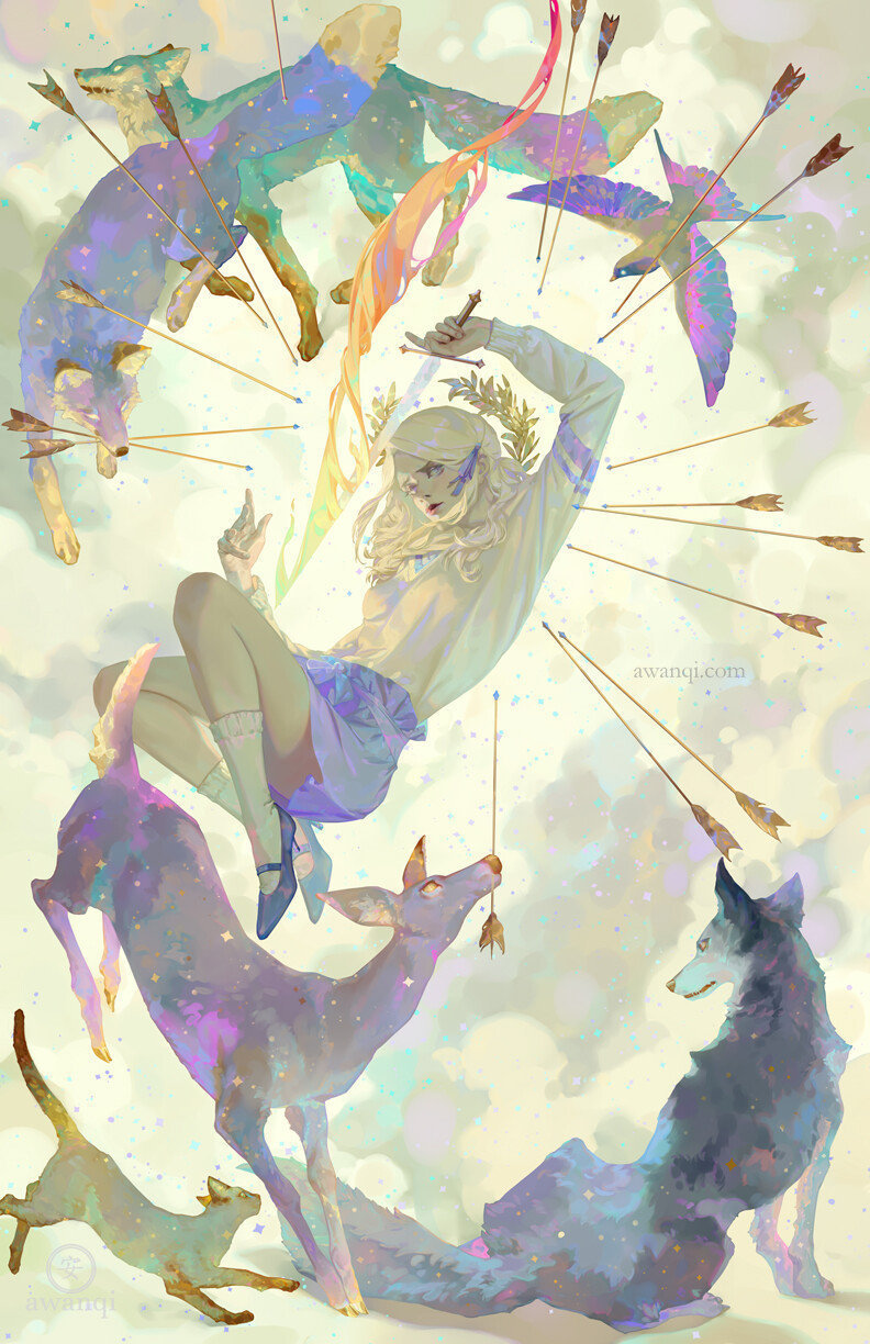 浪漫欧式复古的宫廷手绘,结合神话主题的古典画风