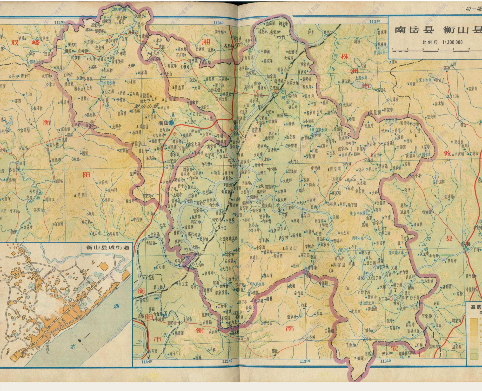 1964年时候的南岳县衡东县1966年,把衡山县湘江以东地区设立衡东县.
