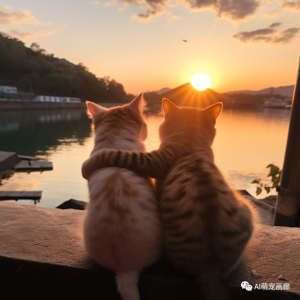 两只小猫,一座城,一道夕阳,无数心动!