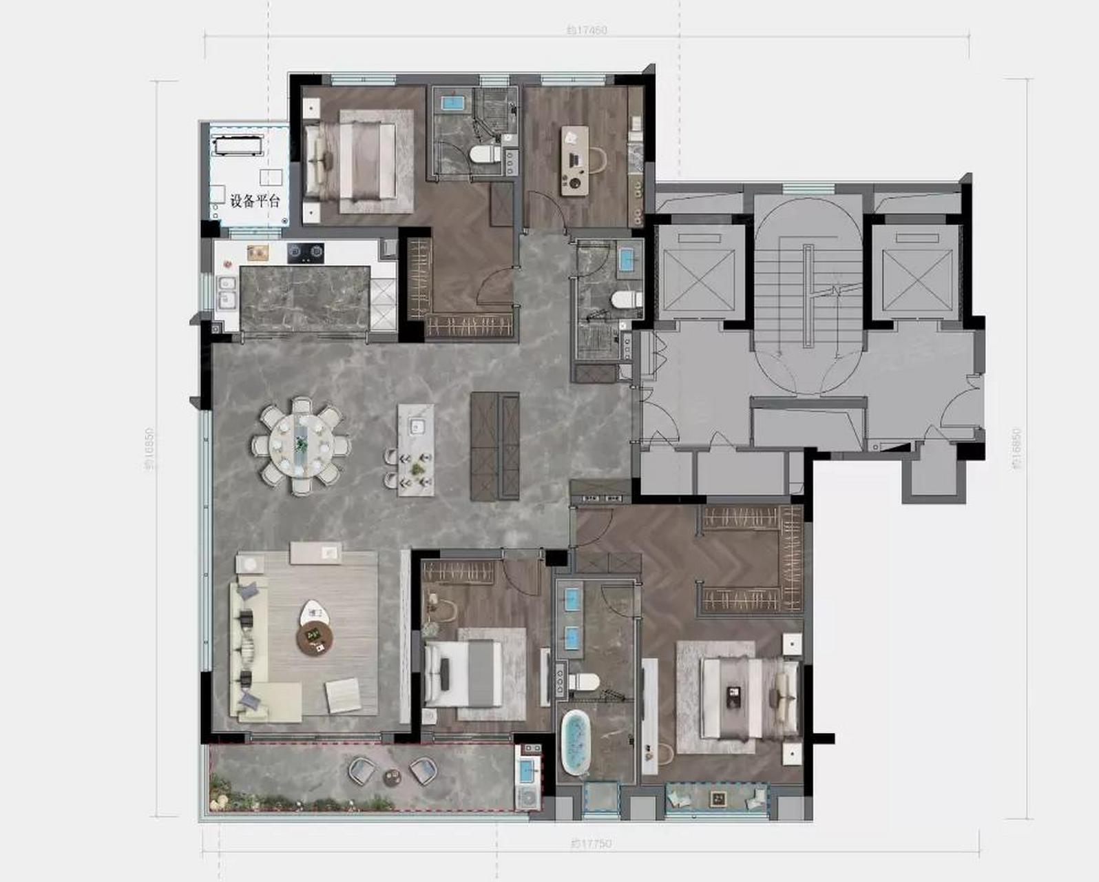 两种观景大边厅的设计方式,很明显图一户型更受欢迎!