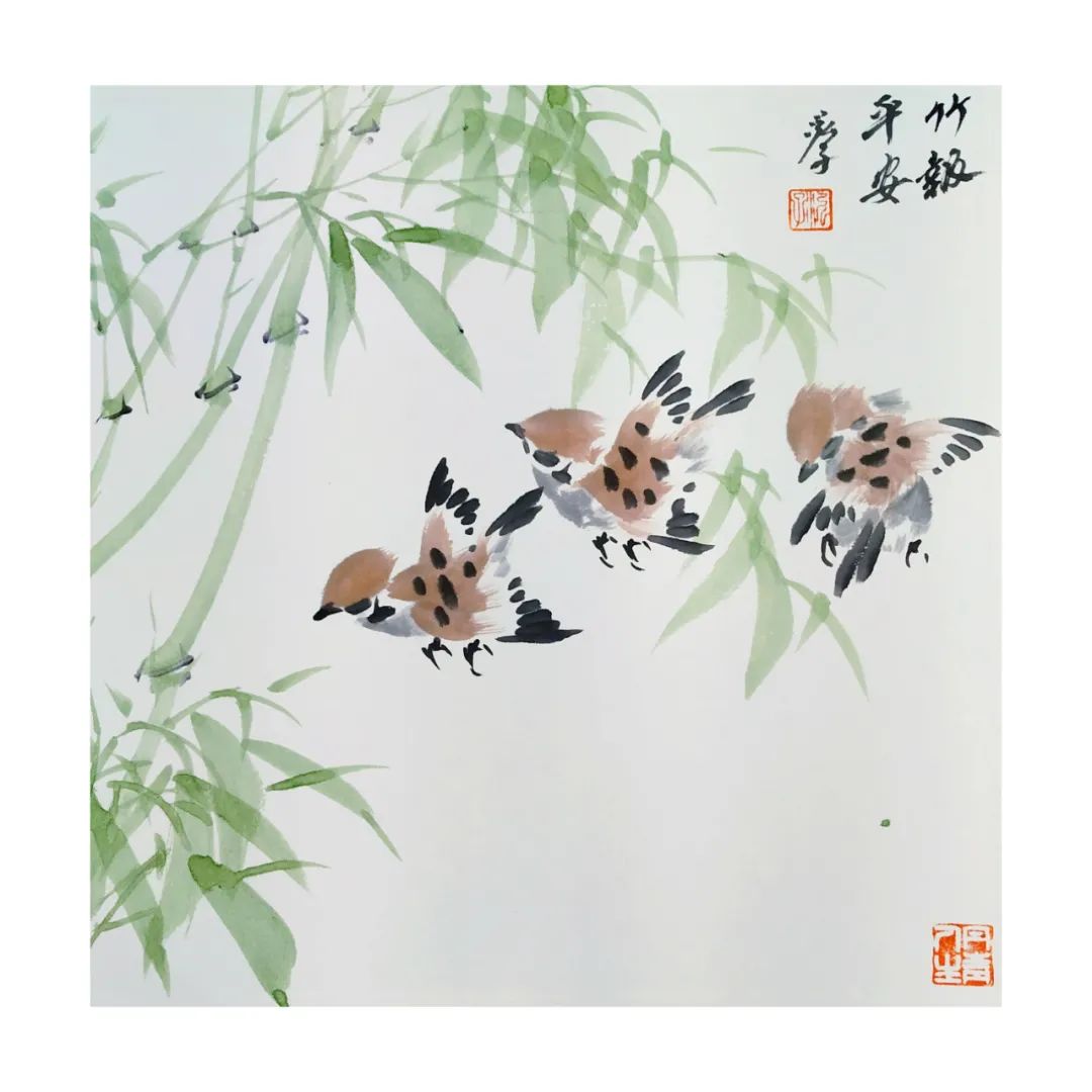 朱荣耀《壬寅新春,竹报平安》系列小品