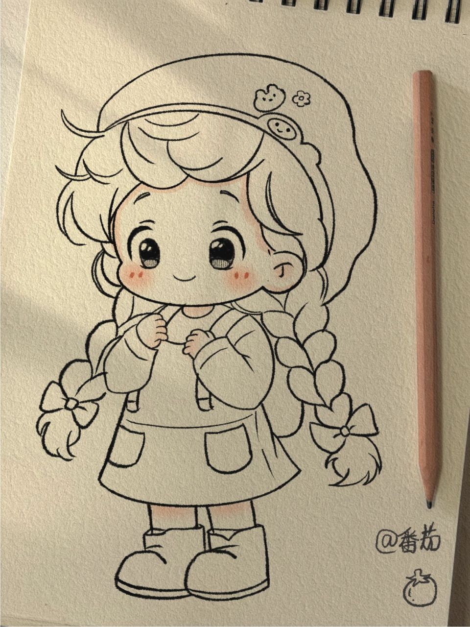 绘画过程/又是背书包的一天 图为临摹 原图好像是ai生成的 看着好可爱