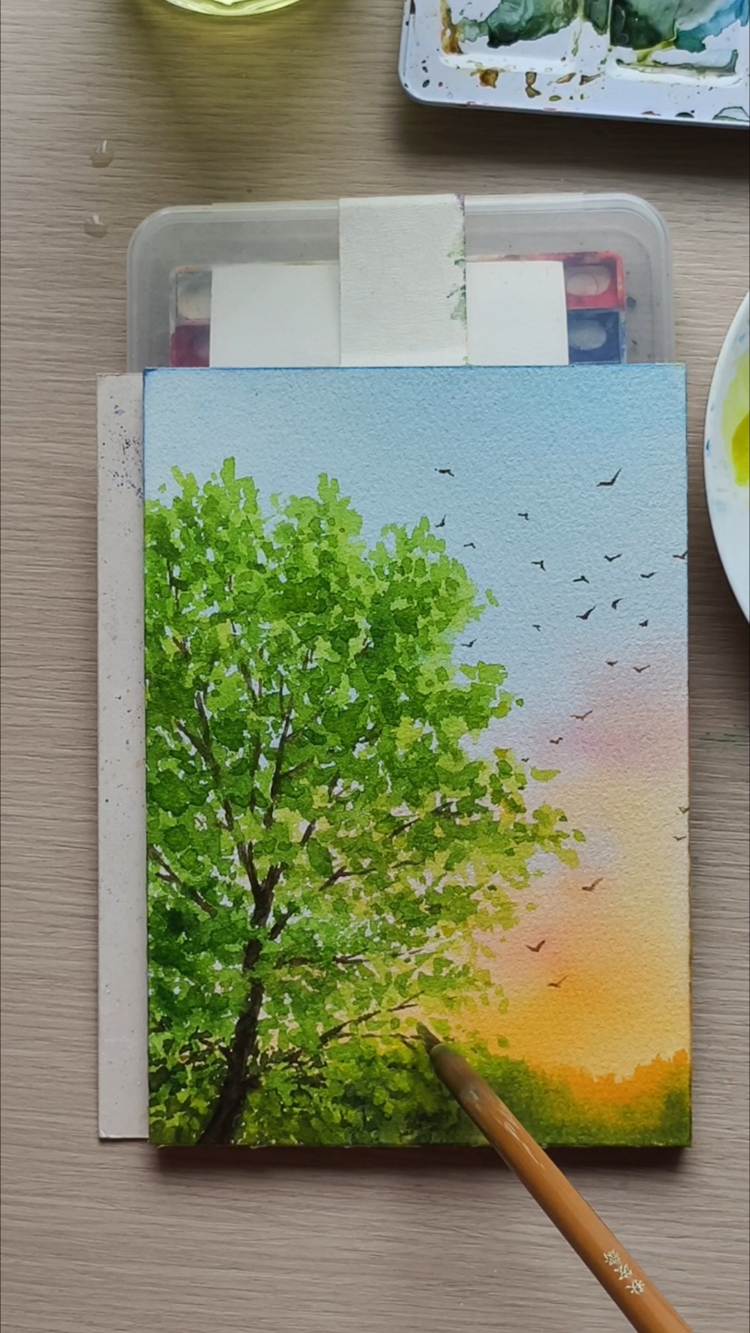 【水彩画过程】春日跳舞绿|一起来感受季节的更替吧