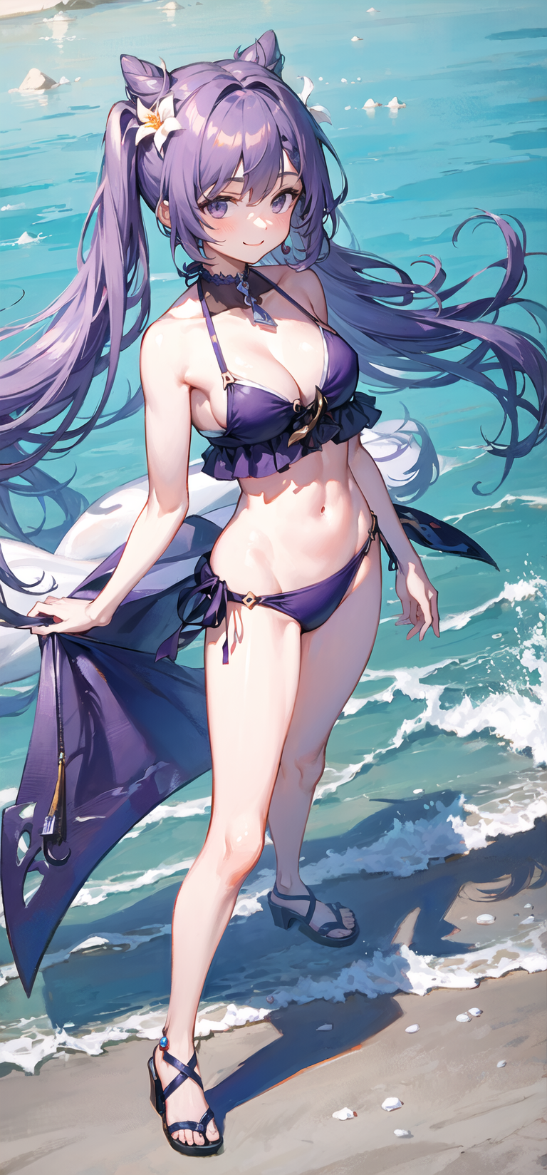 刻晴泳衣精美壁纸,来自ai绘图的魔法!015