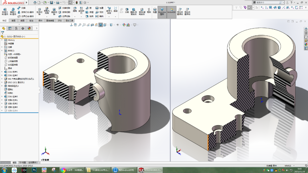 solidworks工程图:一个视图内,也可以添加多个断开的剖视图