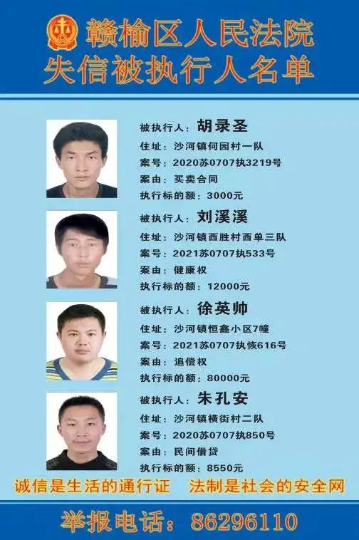 法院公告 | 赣榆区沙河镇最新失信被执行人名单(2021年第12期)