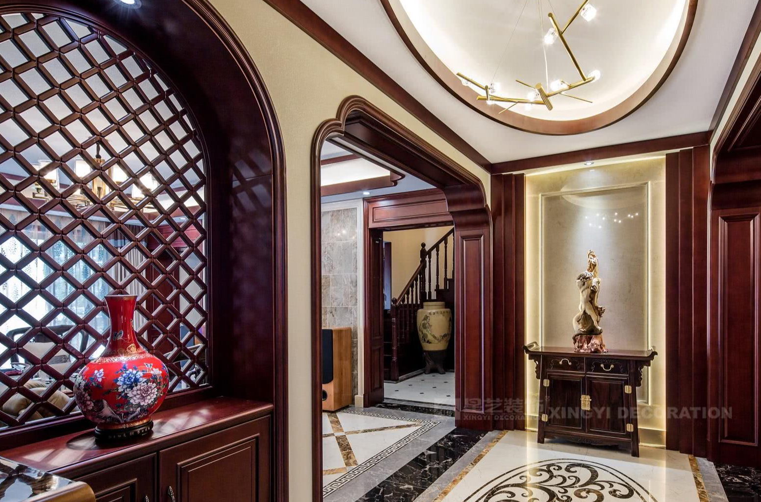 在进行室内设计时,选择增添中国传统图案纹样,打造吉祥如意居