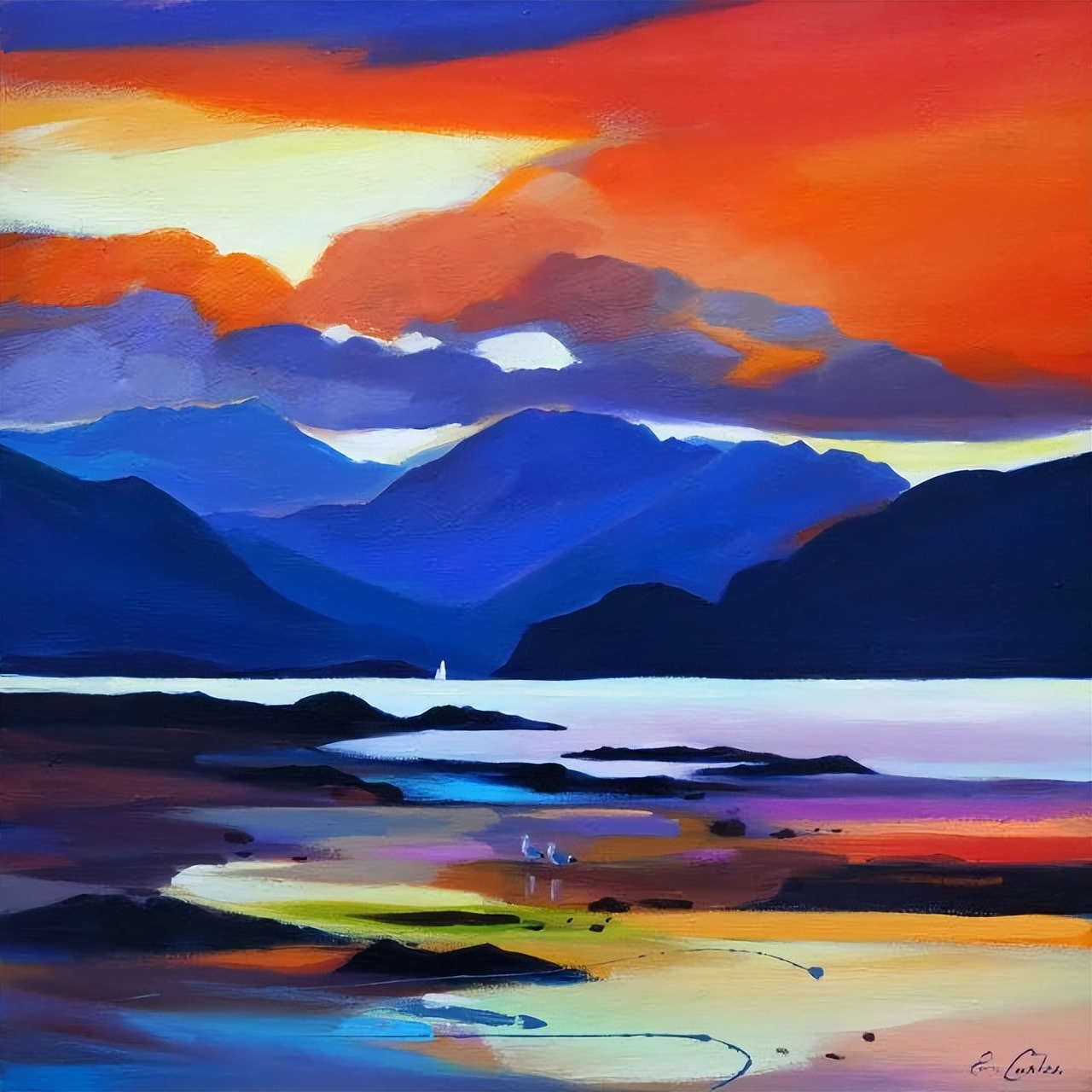 她画的画真是赏心悦目!实在太漂亮啦