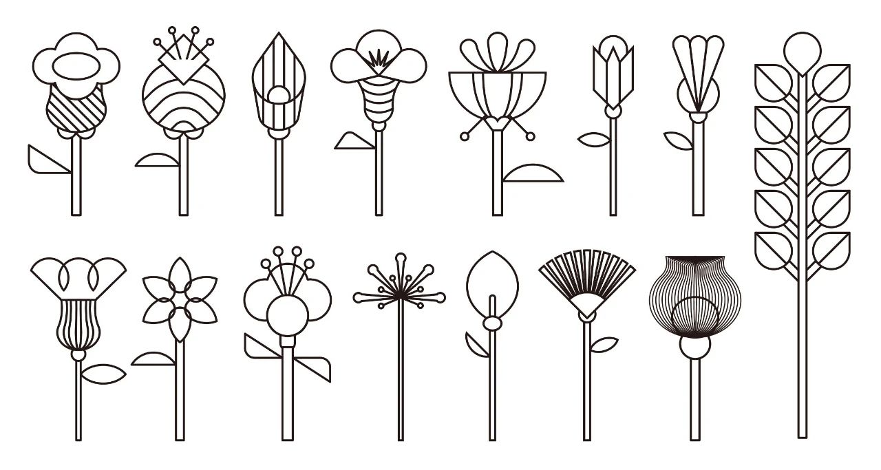 知言合一教育干货分享|扁平化几何花朵插画教程