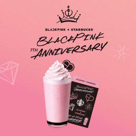 此外在星巴克购买 blackpink 饮料及食品还会得到七周年纪念贴纸.