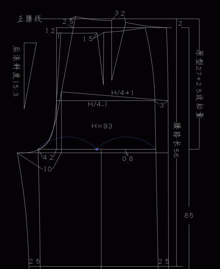 九分阔腿裤的制版图分享