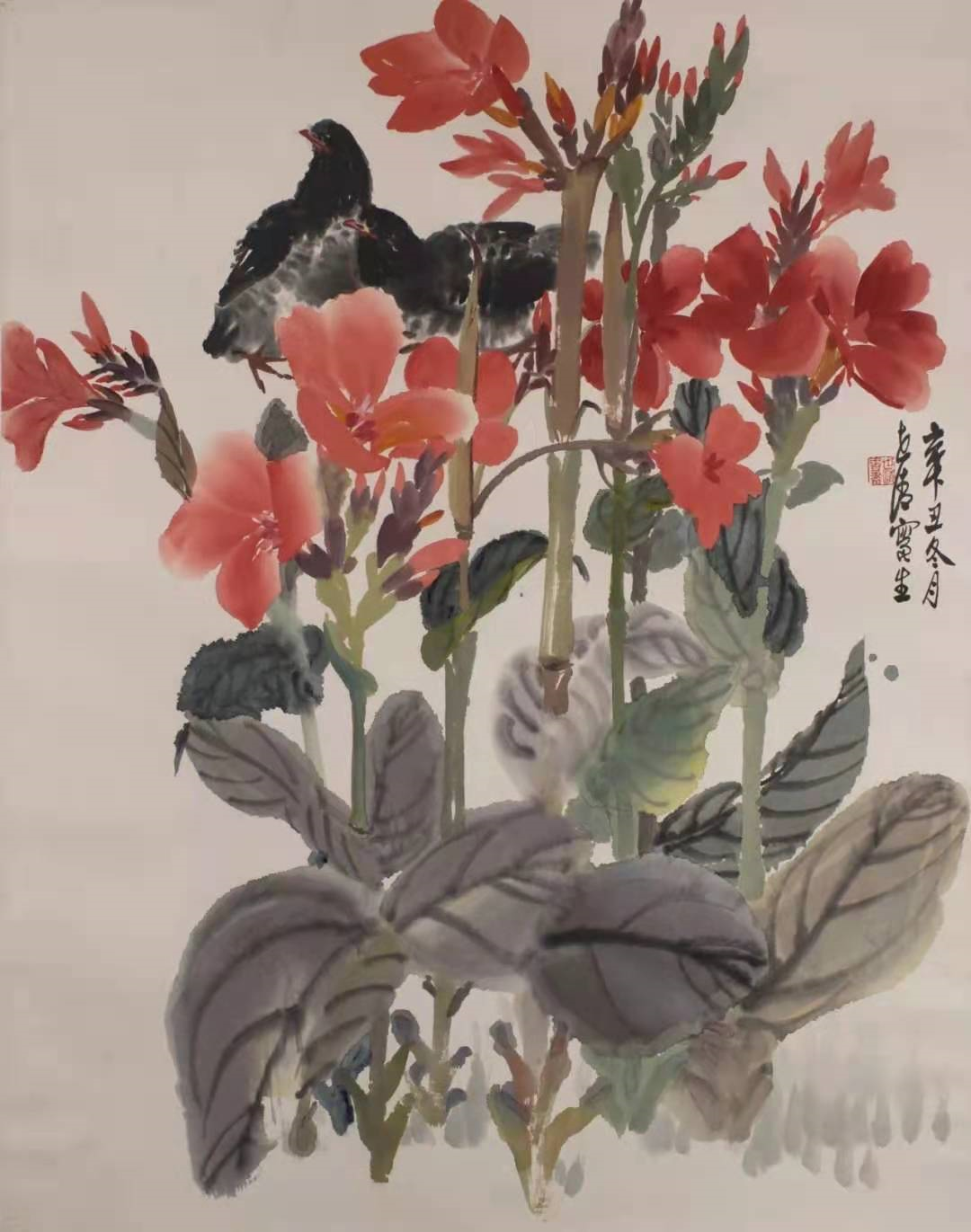 青海画坛的王雪涛——郭世清花鸟画《春色》赏析(原创)