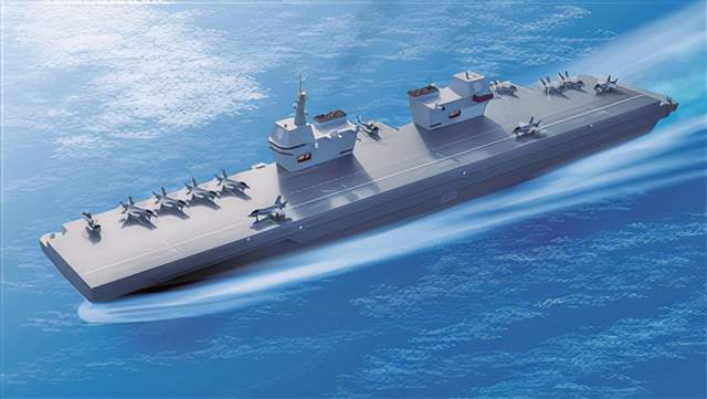 韩海军发布未来航母效果图,网友:漂浮棺材