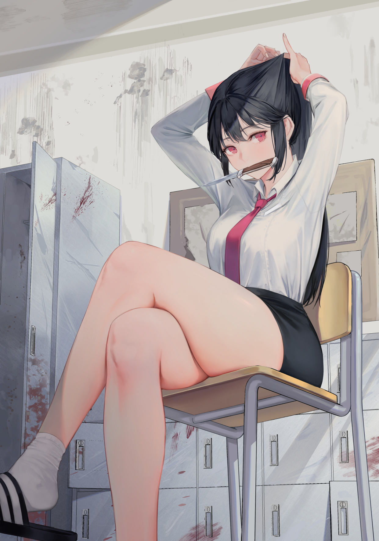 咬皮筋扎头发的动漫女孩图片大全
