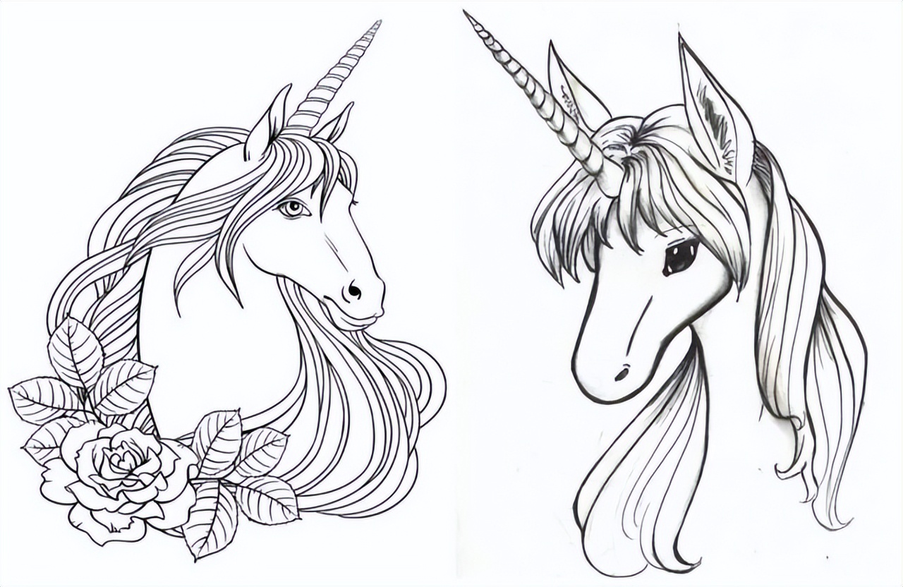 素描飞马和独角兽的图画(32张)