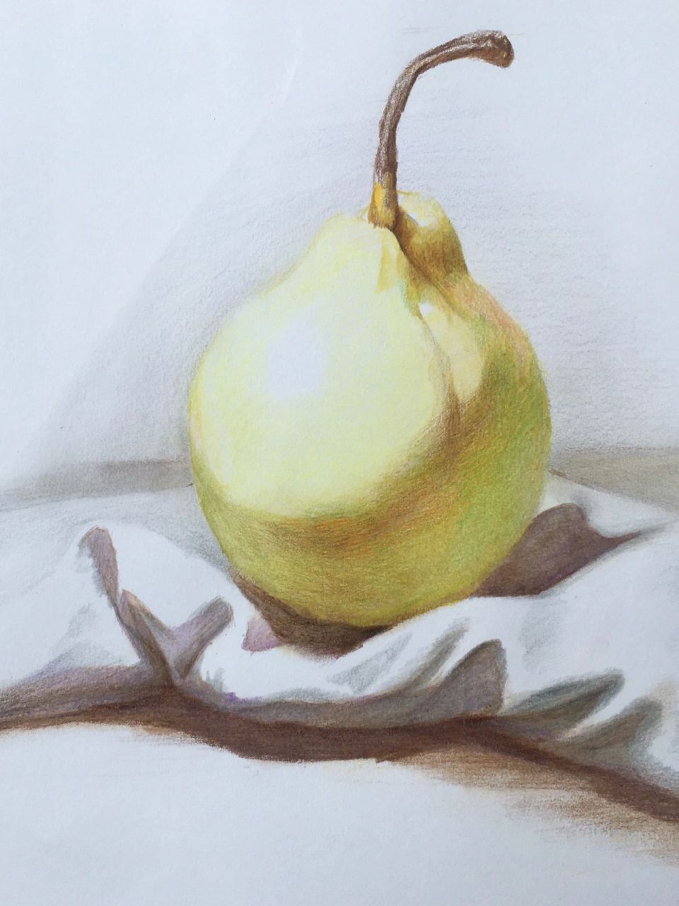 彩铅手绘—梨 每日一练,零基础学彩铅/教程水果系列梨步骤分享~ #画一