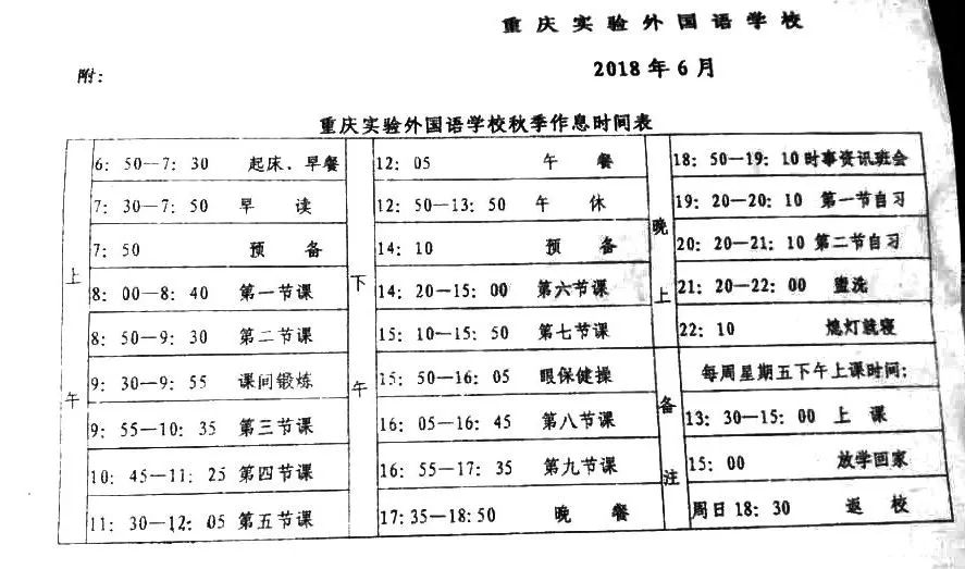 2021重庆热门初中分班一览,作息时间表流出